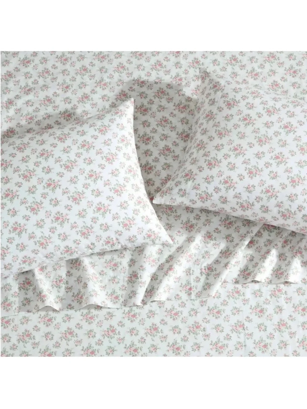 Laura Ashley Leanna Rose Floral Cotton Percale Sheet Set in Pink and White 🌹🌸
